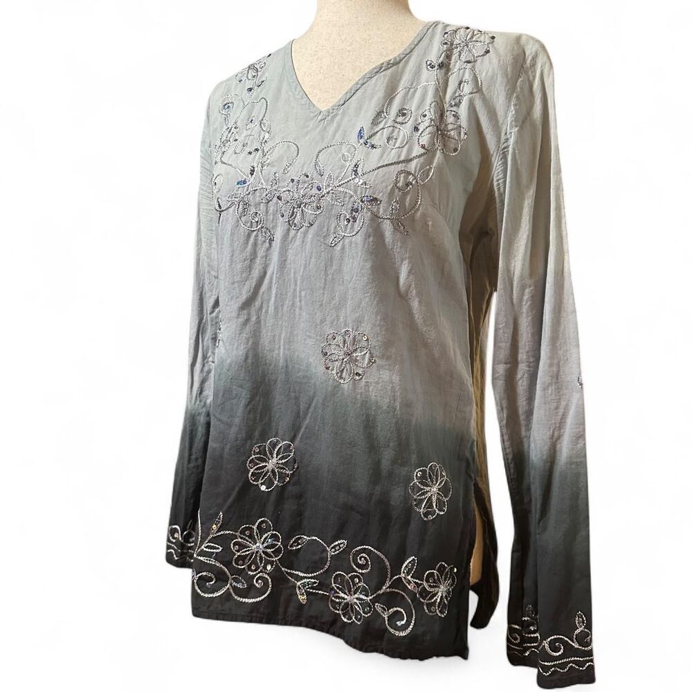 Cejon Women's Grey and Blue Blouse